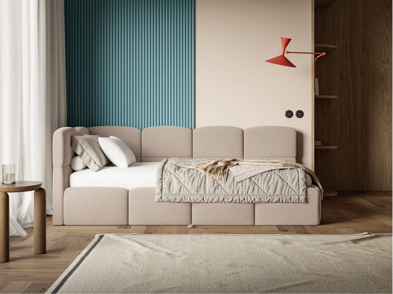  Selsey cloudy - lit rembourré - 170x185 cm - velours beige - côté gauche Cloudy - Conforama B
