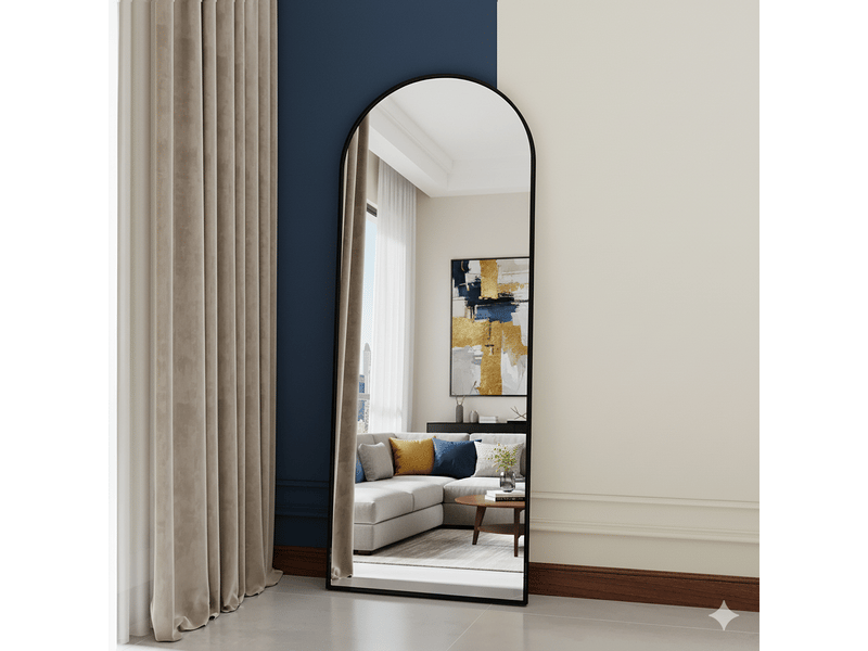  Miroir sur pied arche 165x60cm - cadre aluminium noir - miroir mural grande - haute définition pour chambre &amp; salon  - Conforama C