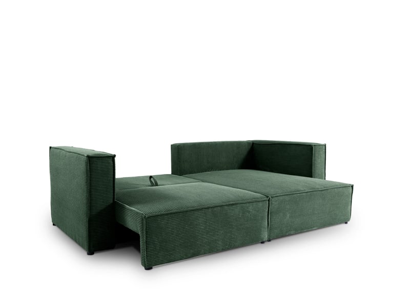  Canapé d'angle convertible en velours côtelé keymon vert  - Conforama D