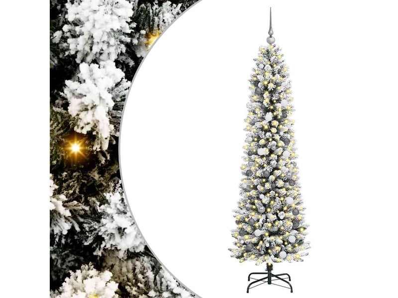 Sapin de noël, arbre de noël artificiel blanc 210 cm pvc, métal et plastique cf61283 - Conforama A