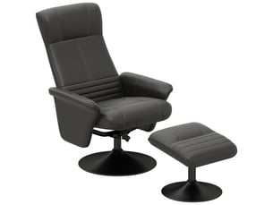 Fauteuil rembourré, fauteuil d'appoint avec repose-pieds, pivotant, ergonomique, aspect microfibre, jusqu'à 150 kg, noir