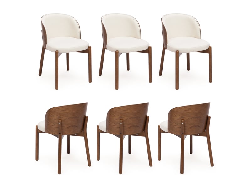  Lot de 4 chaises de salle à manger 57x49x74 cm – noyer – tissu en lin et dossier enveloppant  - Conforama A