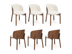 Lot de 4 chaises de salle à manger 57x49x74 cm – noyer – tissu en lin et dossier enveloppant