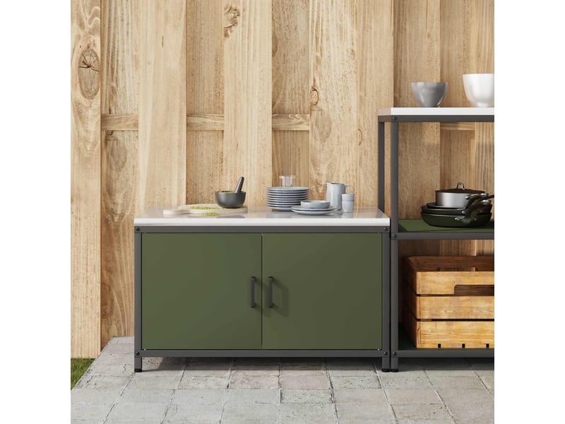 Meuble de rangement de cuisine hattem vert olive acier - Conforama D