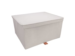 Boîte dressing à couvercle tissu aspect lin beige xl 54 x 46 x 29 cm