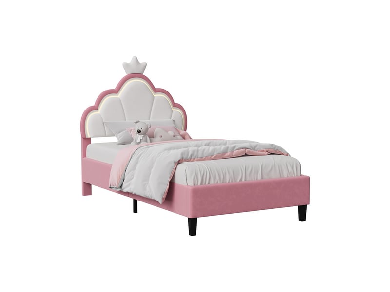  Lit pour enfant 90 x 190 cm ezssw coloris rose  - Conforama A