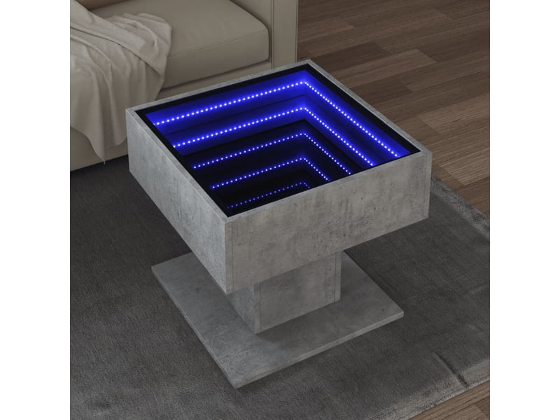  Table basse - table de salon - table à thé avec led gris béton 50x50x45 cm bois d'ingénierie  - Conforama B