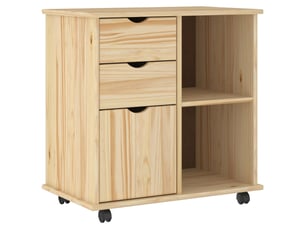 Caisson roulant de bureau 63,5 x 39 x 65,5 cm bois de pin massif marron shl6234
