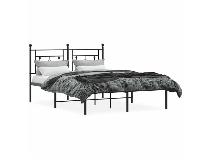  Lit double- lit adulte -  cadre de lit métal sans matelas avec tête de lit noir 140x200cm  - Conforama C