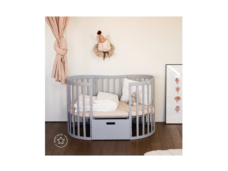  Lit bébé évolutif 7 en 1 ovale - gris waldin OWAL-G - Conforama E