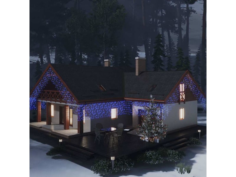  Rideau lumineux à glaçons led 10m 400 led bleu 8 fonctions cf43934  - Conforama B