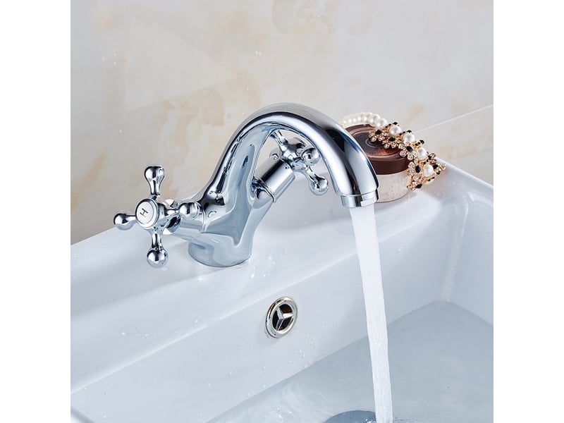  Robinet de lavabo vintage - robinet de salle de bain vintage avec finition en laiton argenté  - Conforama B
