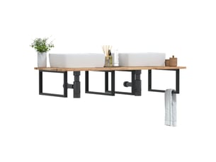 Étagère de vasque | étagère murale acier et bois massif d'acacia shl3345