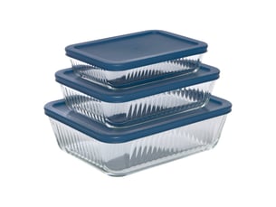 Lot de 3 plats à four en verre transparent avec couverts essentiels rectangulaires