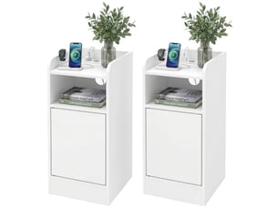 Lot de 2 tables de chevet station de charge 25 x 30 x 60 cm blanc