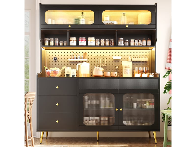  Buffet, éclairage led, rangement intégré, en verre, noir cao-N620GG260104S-conf-NEW - Conforama D