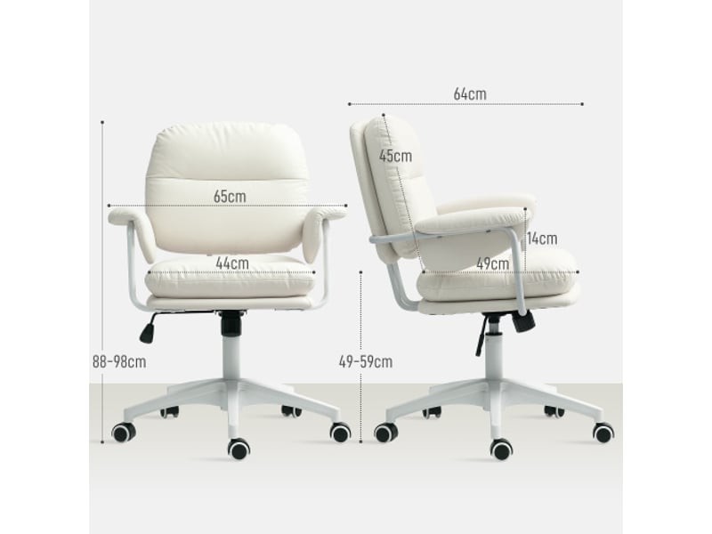  Chaise de bureau inclinable en similicuir blanc, rembourrée, repose-pieds, réglable, 120 kg  - Conforama C