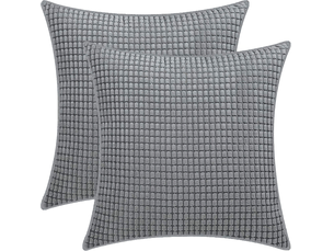Taie d'oreiller en grains de maïs, taie d'oreiller en velours côtelé doux, housse de coussin pour la maison 2 pièces gris foncé, 45 x 45 cm