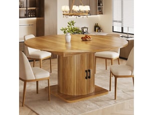 Table à manger, avec rangement, extensible, avec étagères, en mdf, coloris brun foncé, pour salle à manger, pour maison et appartement