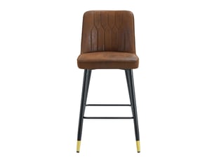 Ensemble de 2 tabourets de bar 100 cm – tissu technique marron, piètement noir, repose-pieds confortable – coloris variés