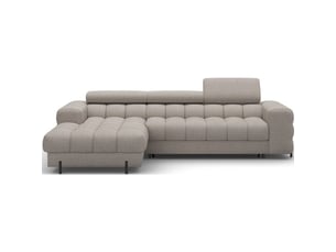 Canapé d'angle gauche fixe MEUBLORAMA  3 places Polyester beige avec coffre de rangement