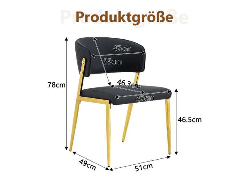  Lot de 2 chaises de salle à manger modernes – cadre métallique, assises et dossiers rembourrés – solides  - Conforama C