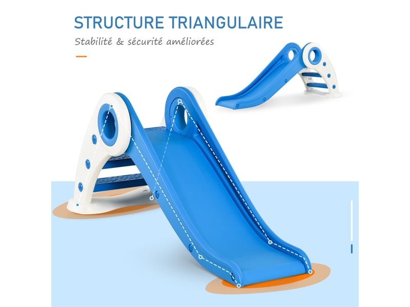  Toboggan enfant pliable pour usage intérieur et extérieur 3 à 6 ans 120 x 50 x 56 cm hdpe bleu  - Conforama D