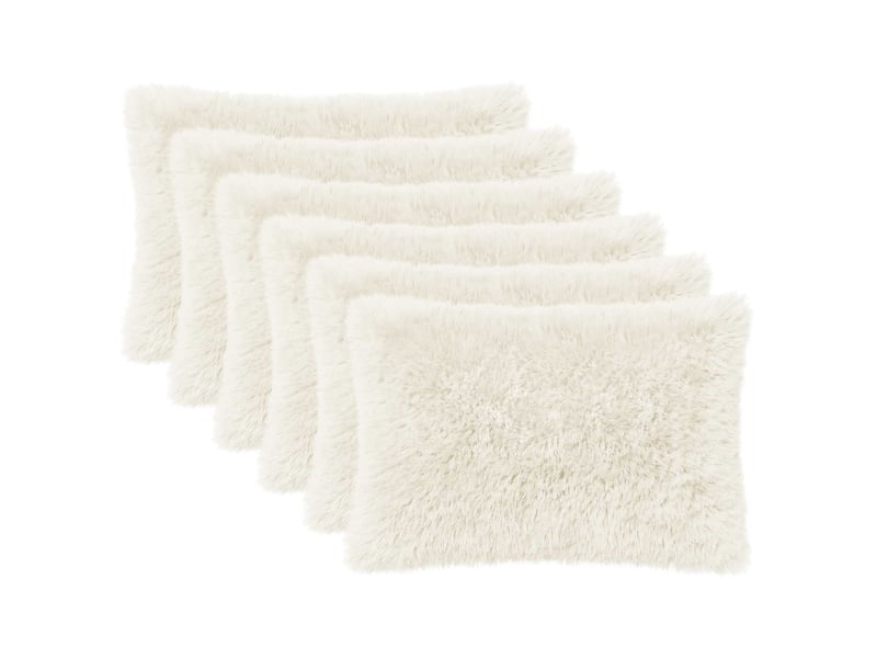  Lot de 6 coussins avec oreiller, coussins décoratifs heerlen blanc fleece pv cf50796  - Conforama A