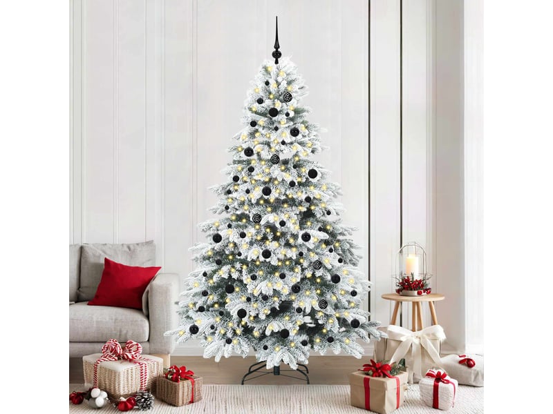  Sapin de noël, arbre de noël artificiel avec 300 led blanc 210 cm pe et pvc cf61216  - Conforama B