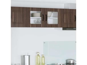 Meuble mural de cuisine, cabinet en verre mural chêne brun 80x31x40cm shl32