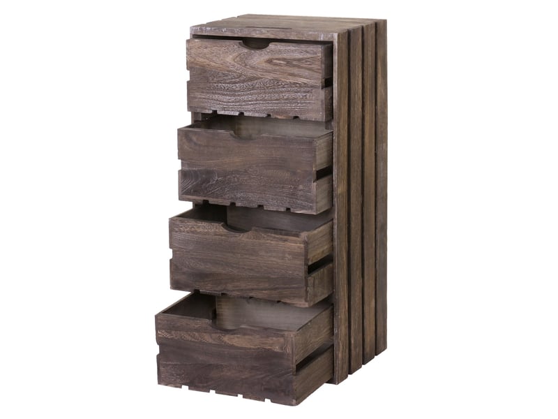 Commode hwc-c62, 4 tiroirs, 70x32x26cm - brun shabby - Conforama D