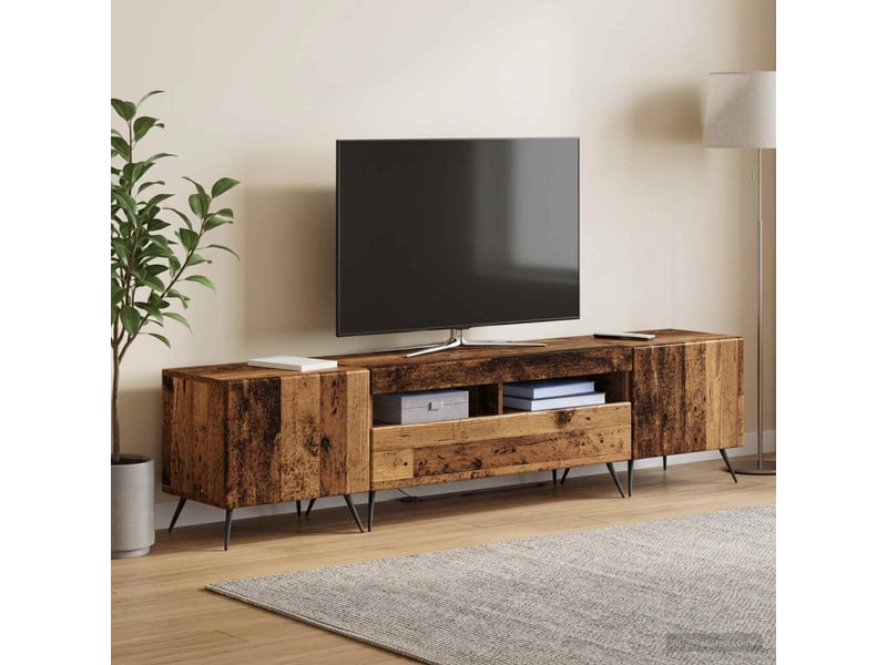  Meuble tv - banc tv - meuble de rangement led breda 3 pcs bois ancien bois d'ingénierie  - Conforama C