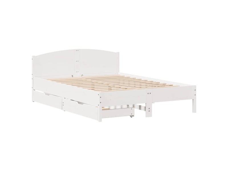  Lit double- lit adulte -  cadre de lit sans matelas blanc 120x190 cm bois de pin massif  - Conforama B
