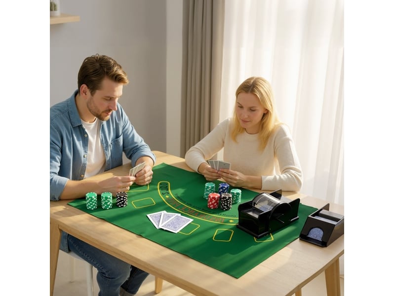 Coffret de poker 300 jetons 36 x 30 x 15 cm – argent – mélangeur manuel et accessoires pour 8 joueurs - Conforama B