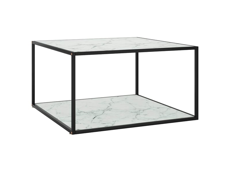  Table basse - table de salon - table à thé noir avec verre marbre blanc 90x90x50 cm  - Conforama B