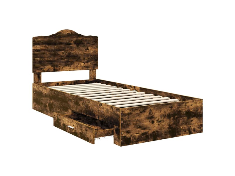 Lit simple- lit adulte - cadre de lit chêne fumé 70 x 190 cm bois d'ingénierie - Conforama D