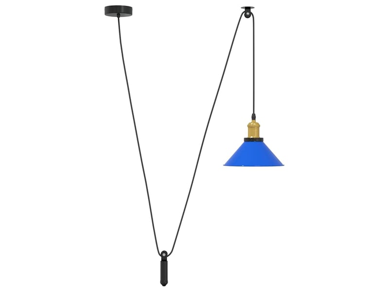  Lampe suspendue, suspension luminaire réglable hauteur e27 bleu foncé ø 22 cm métal  - Conforama A