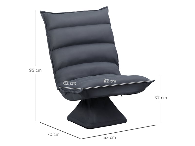  Fauteuil relax pivotant 360° avec dossier réglable 5 positions, en microfibre et acier gris foncé  - Conforama C