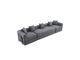 Canapé modulable modenvie 4 places en velours côtelé gris foncé 270 x 180 x 64 cm