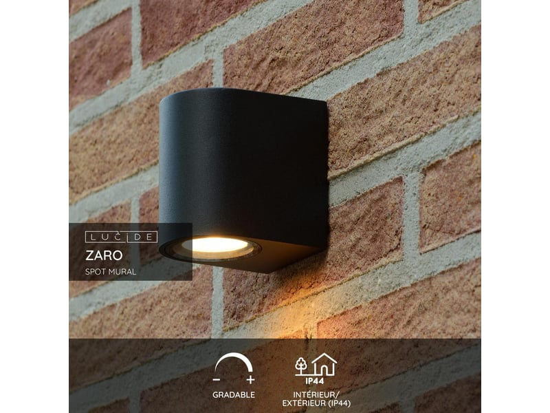 Applique murale cylindrique 1xgu10 noire - lucide - zaro  - Conforama B
