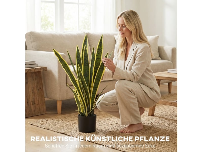  Plante artificielle sansevieria 77 cm – verte – pot inclus, feuillage flexible et aspect naturel  - Conforama D