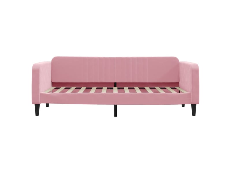  Lit simple- lit adulte -  lit de repos sans matelas rose 90x200 cm velours  - Conforama B