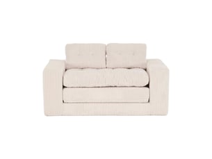 Canapé convertible 2 places en lit pliant sans cadre - coussins amovibles, velours côtelé - beige
