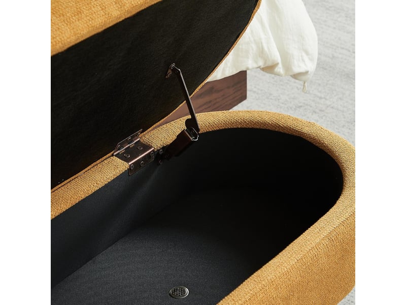  Banc coffre de rangement en tissu chenille jaune 110 x 40 x 42 cm W3349P455067 - Conforama E