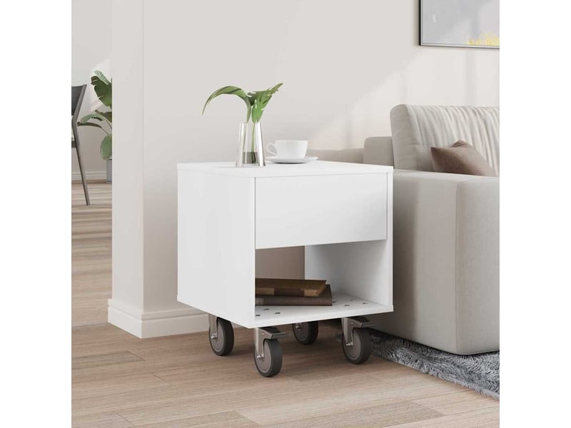  Table de chevet - cabinet de chevet - table de nuit blanc 40,5 x 40 x 48 cm bois d'ingénierie  - Conforama C