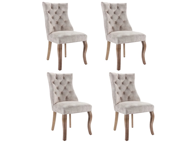  Lot de 4 chaises de salle à manger en velours beige clair WF297932AAJ-4 - Conforama A