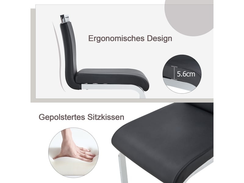  Lot de 2 tabourets de bar en similicuir pu noir et métal argenté W3658P358499 - Conforama E