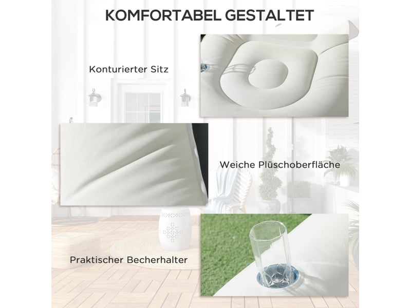  Canapé gonflable avec repose-pieds et porte-gobelet 125x100x87 cm gris clair  - Conforama E