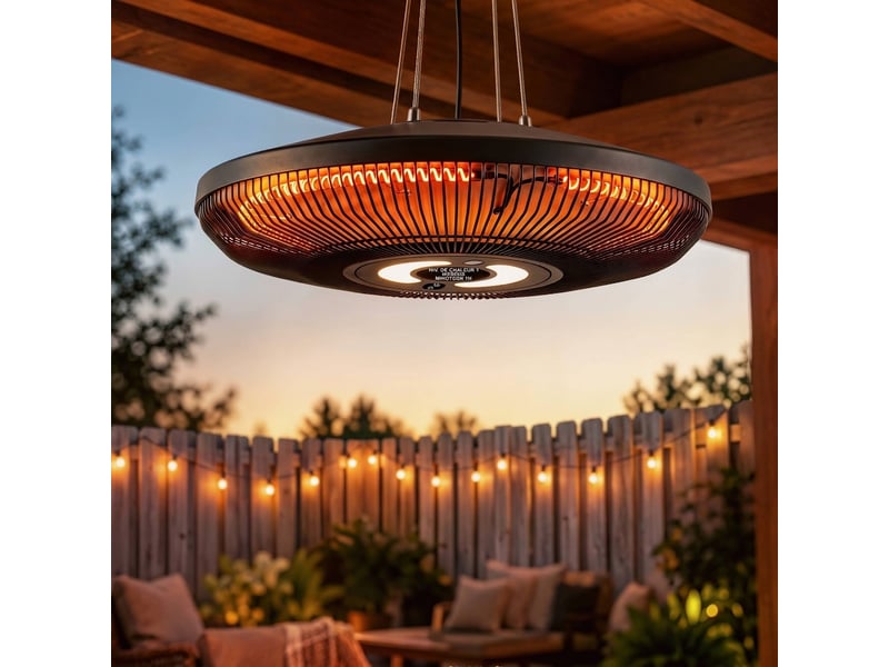  Chauffage infrarouge suspendu 2000w avec éclairage led et télécommande  - Conforama B