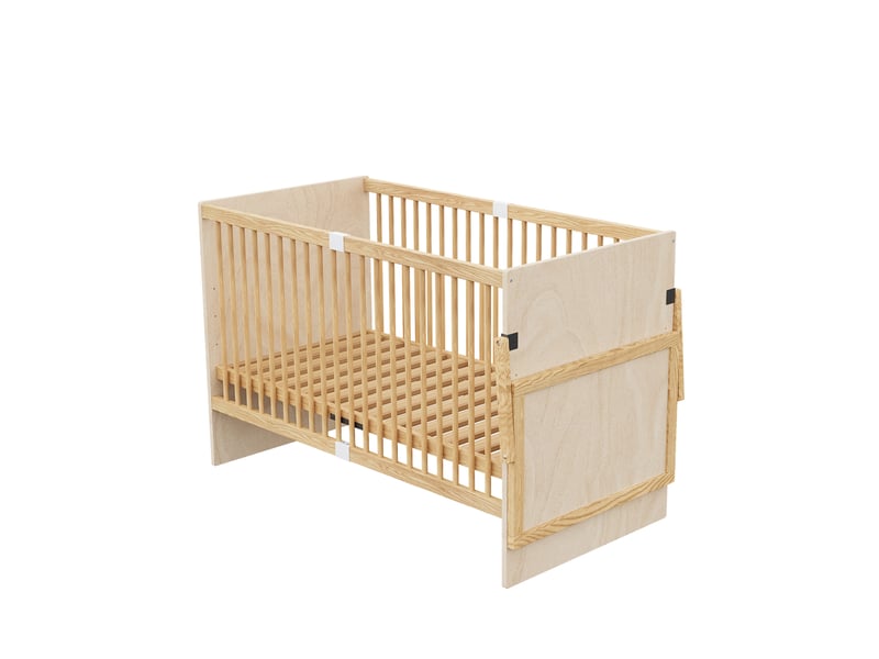  Lit bébé 70x140 cm avec table à langer pliable en bois de pin, naturel  - Conforama R